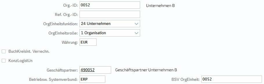 Systemscreenshot Verkaufsorganisation SAP TM