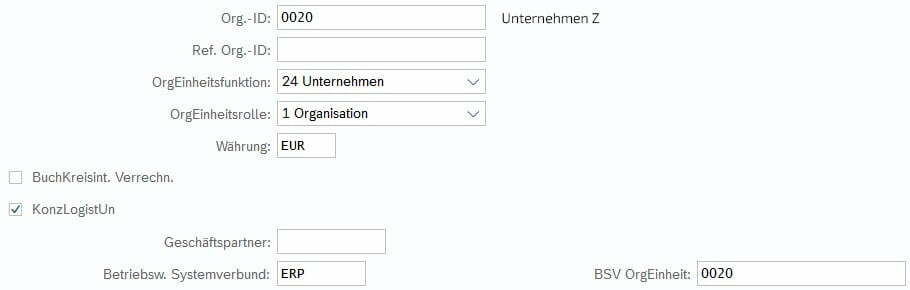 Systemscreenshpt SAP TM Organisationsstruktur