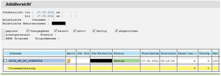 SAP TM Stammdatenprotolkoll