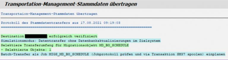 SAP TM Stammdatenübertragungsprotokoll