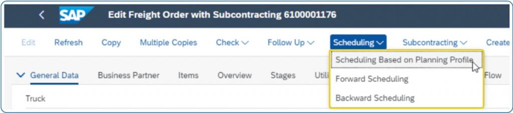 SAP Darstellung der Embedded Scheduling Based on Planning Profile